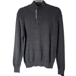 Michael Brandon button high neck gray men's sweater size medium
